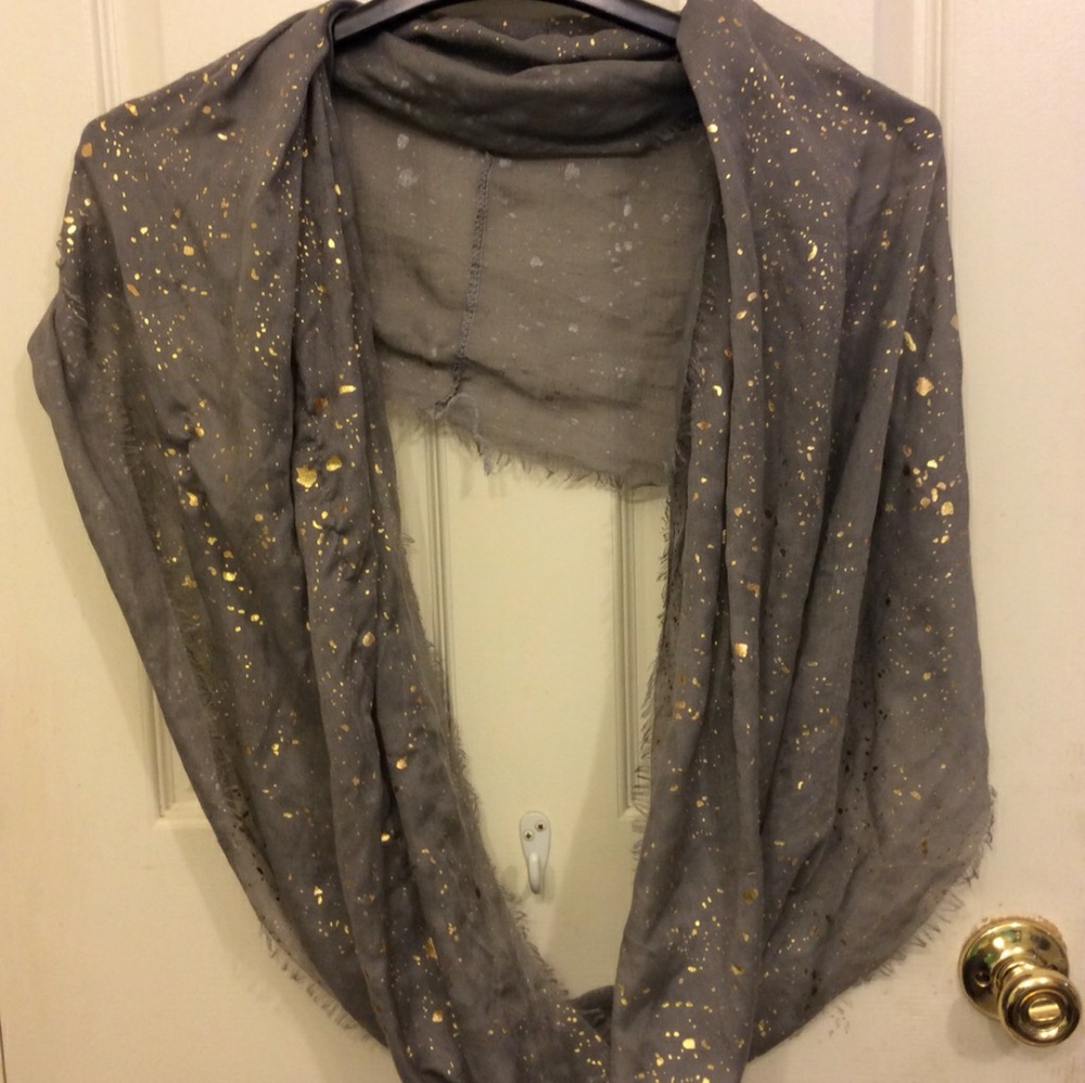 Thin gold flake Gray fashion scarf wrap